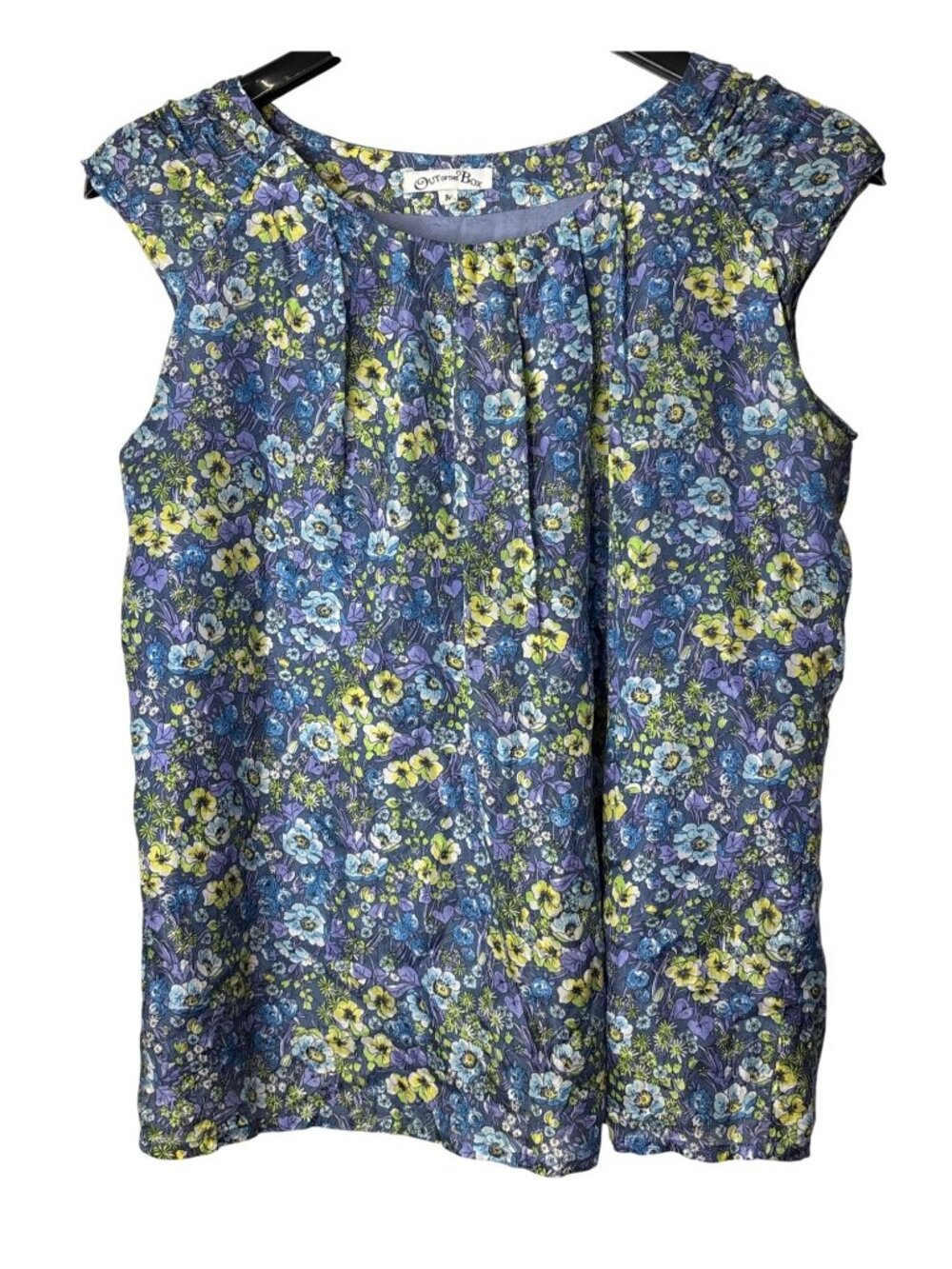 Out of the Box Womens Blouse Top Size M Cap Sleeve Lined Floral Whimsical Fairy